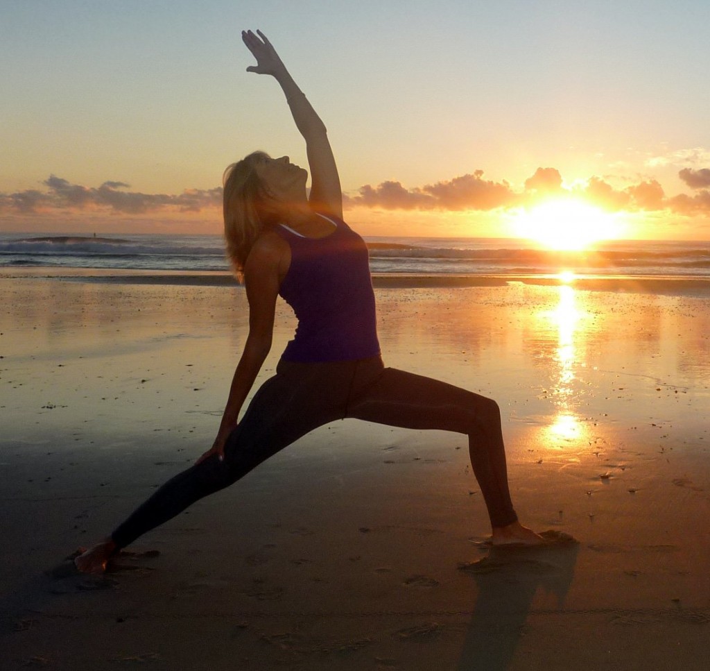 Yoga teacher Sue Hawkins greets the dawn in Byron Bay