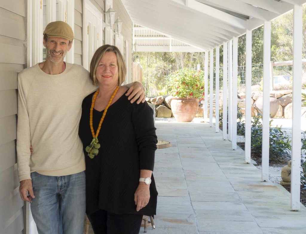 David Young and Kate Platt on the verandah of their beautiful new B&B, Abelia House, just outside Byron Bay.