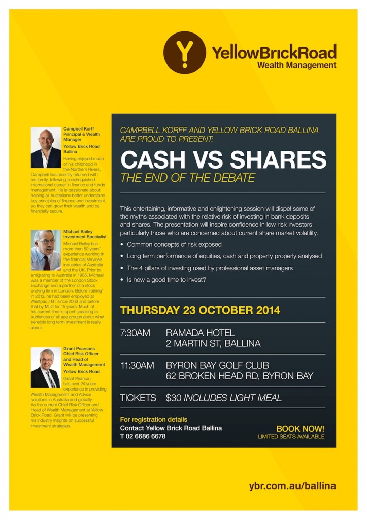 Yellow Brick Road workshop on Cash versus Shares.