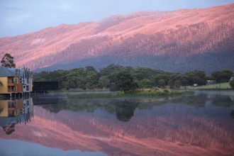 Sunrise on Lake Crackenback.  Photograph: Candida Baker