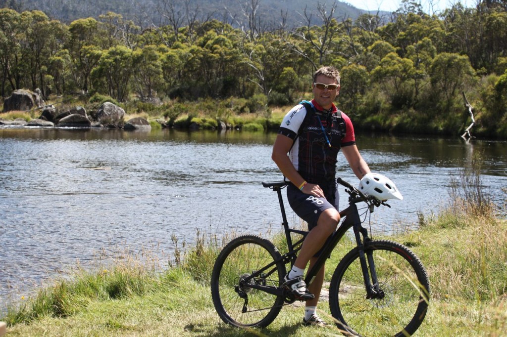 Craig Trevallion, the Cycling Coordinator on the cycling track next to the Thredbo River.