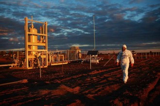 The Frackman on his anti-CSG odyssey. Photograph: Andrew Quilty/Oculi