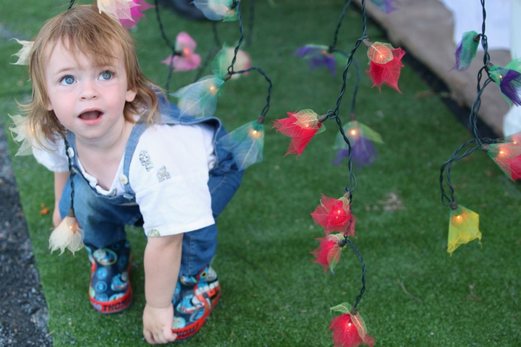 Two-year-old Jaya Phillips in his element at Bluesfest.