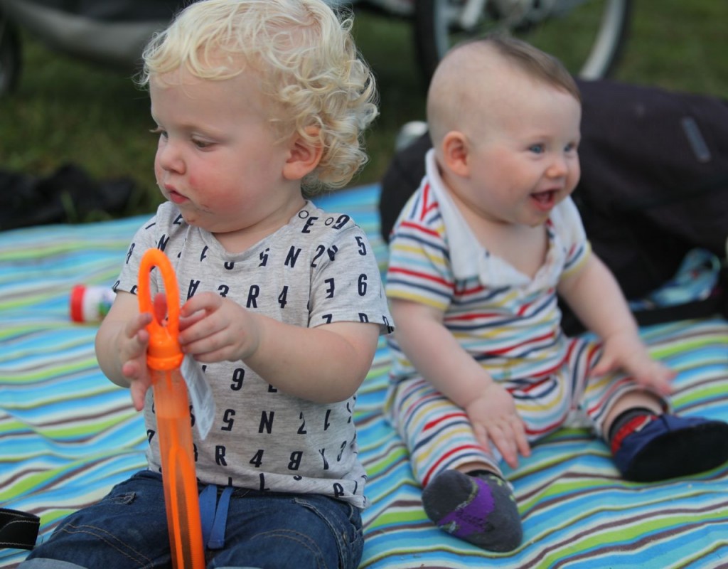 Noah, 20 months, and Elias 10 months, outside the Crossroads tent.