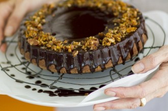 Belinda Jeffery's Flourless Almond, Apple and Chocolate Cake. Photograph: Rodney Weidland.