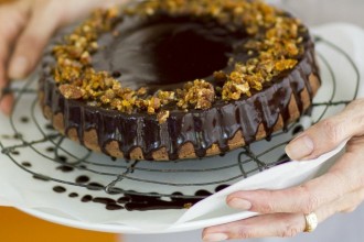 Belinda Jeffery's Flourless Almond, Apple and Chocolate Cake. Photograph: Rodney Weidland.