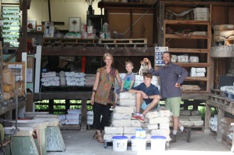 From left:  Madeleine Smith; Floyd, four; Sonny, 12 and Ove Altmann - with Betty Biscuit in the middle.