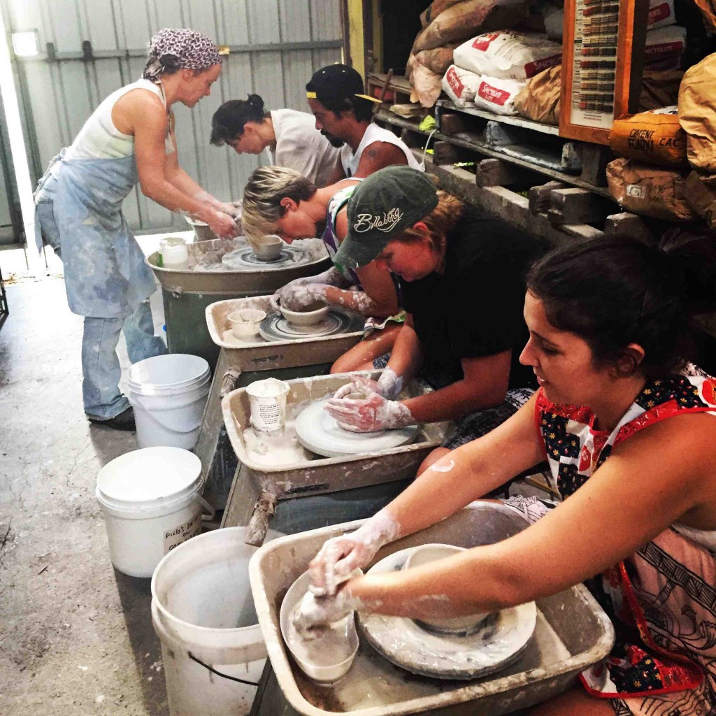 Learning the wheel with Master Potter Brooke Clunie, from Red Door Studio.