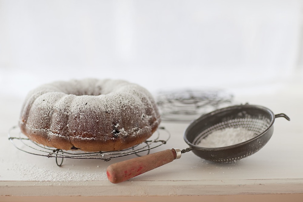 Blueberry, lemon and sour cream cake.  Photo: Rodney Weidland.