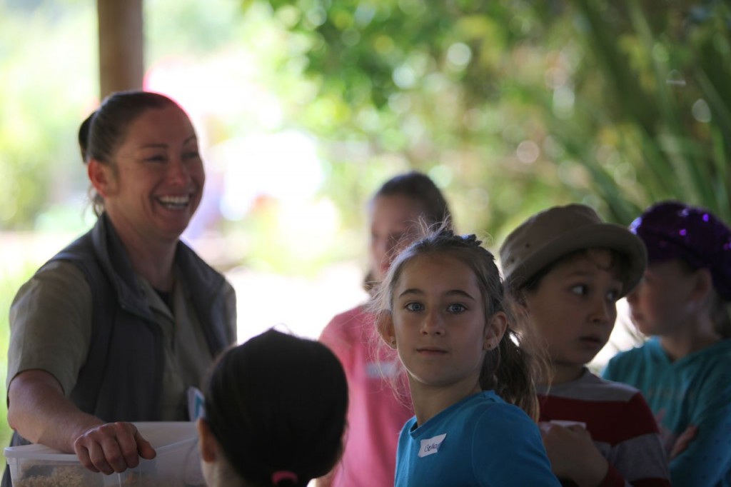 Keeper Georgia Shapter with her group of young Wildlife Guardians.