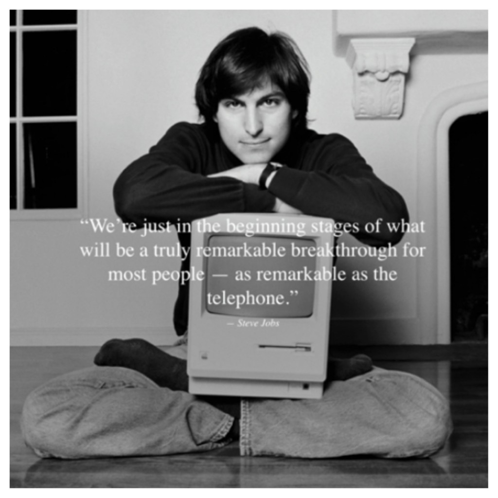 January 24, 1984 - Steve Jobs announced the Apple Macintosh.  He may be gone, but the product - and the blue jeans - live in.