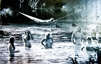 Hippies swimming at a Nimbin swimming hole.