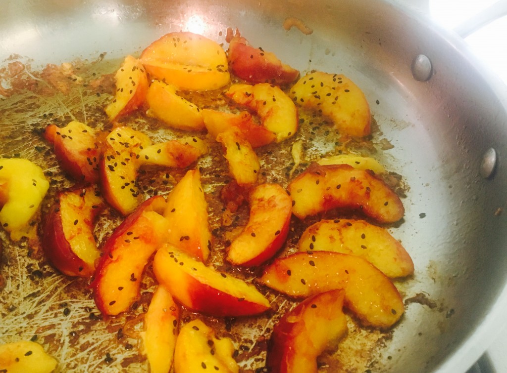The process - hot oil and peach...