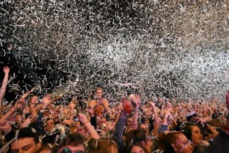 The crowd lapping up Peking Duk on Friday night at Splendour in the Grass.